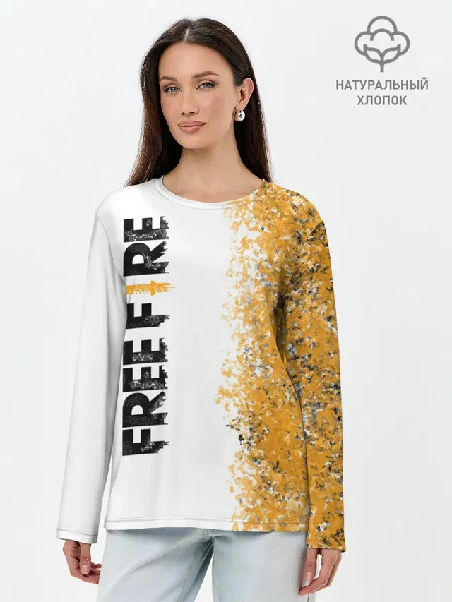 Лонгслив женский с принтом «Grunge texture — FREE FIRE»