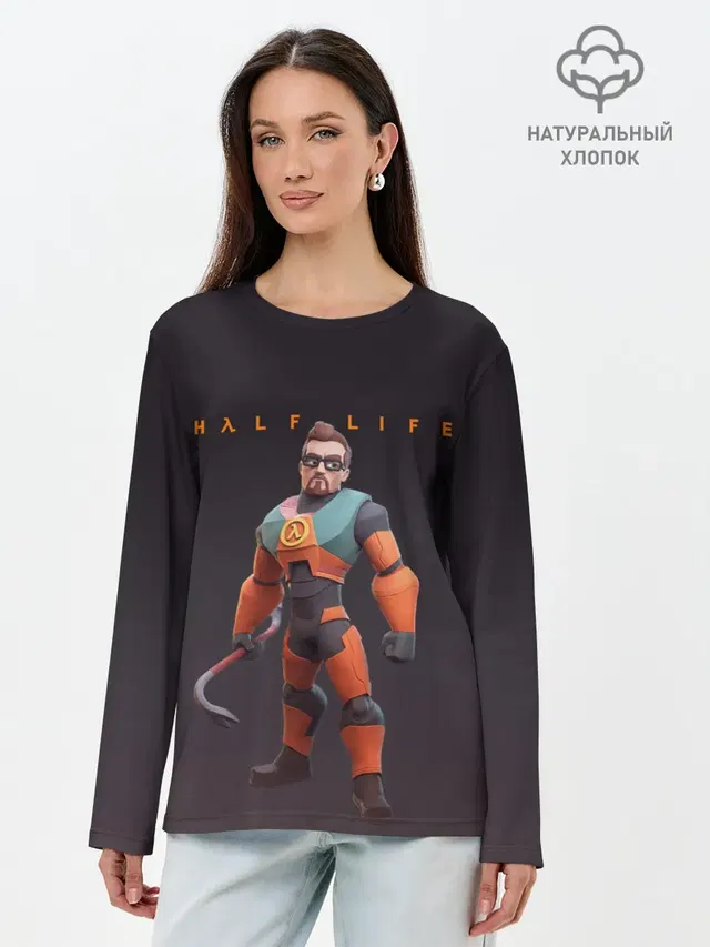 Лонгслив женский с принтом «Half-Life — FREEMAN — ФРИМАН»