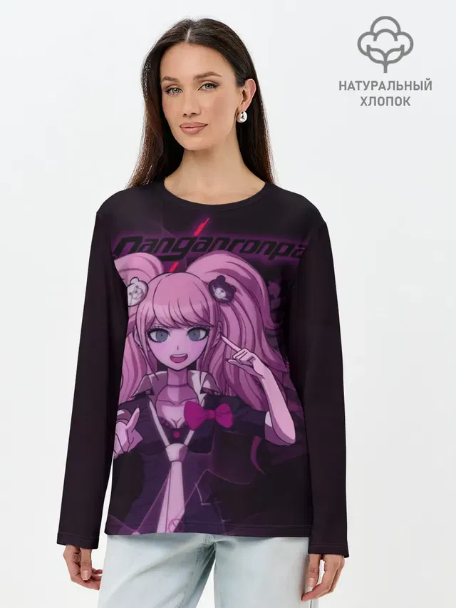 Лонгслив женский с принтом «Danganronpa — Джунко Эношима Данганронпа»