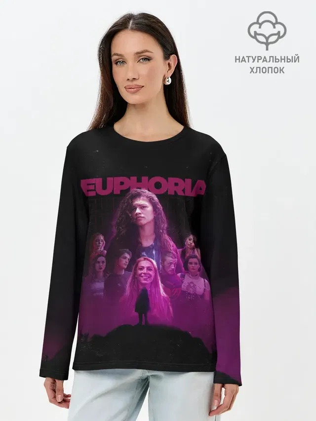 Лонгслив женский с принтом «Эйфория — Euphoria team»