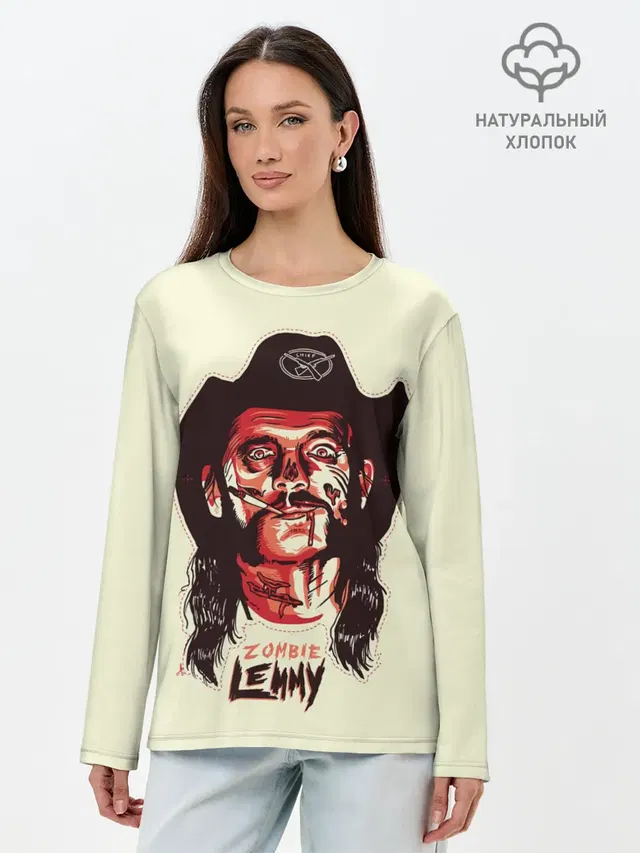 Лонгслив женский с принтом «Motorhead — Zombie Lemmy»
