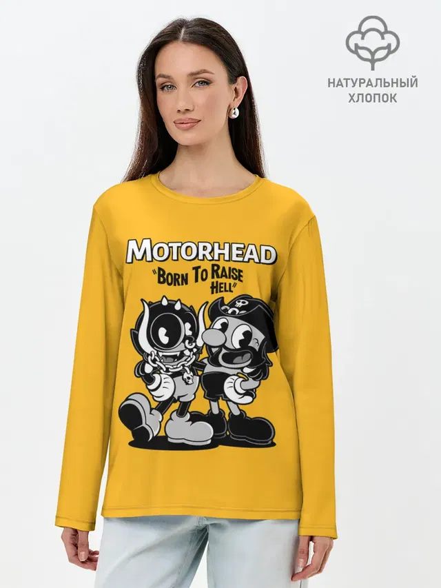 Лонгслив женский с принтом «Motorhead — Motorhead x Cuphead»
