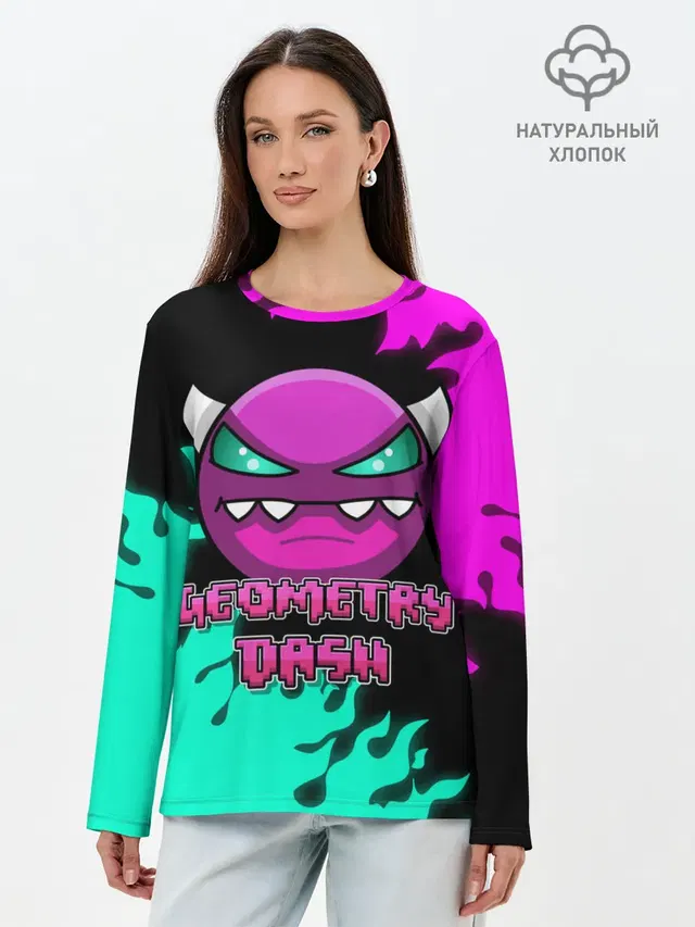 Лонгслив женский с принтом «Geometry Dash»