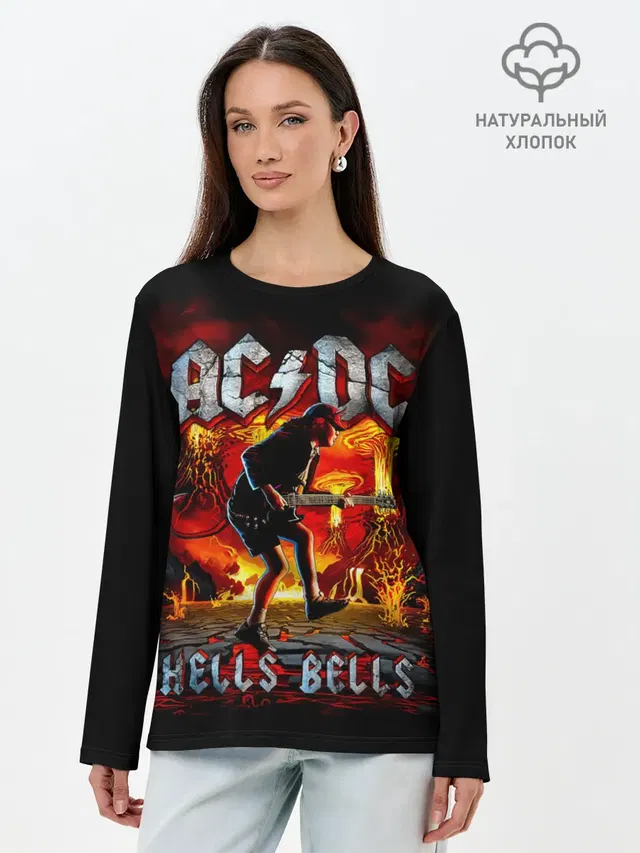 Лонгслив женский с принтом «Volcano — AC/DC HELLS BELLS»