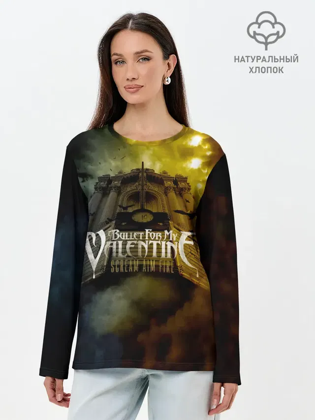 Лонгслив женский с принтом «Bullet For My Valentine — Scream Aim Fire - Bullet For My Valentine»