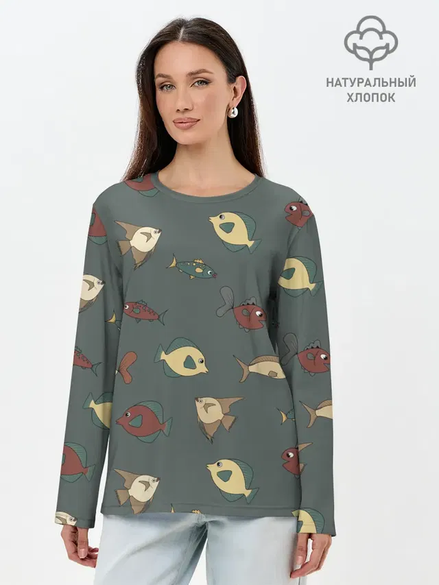 Лонгслив женский. Хлопок