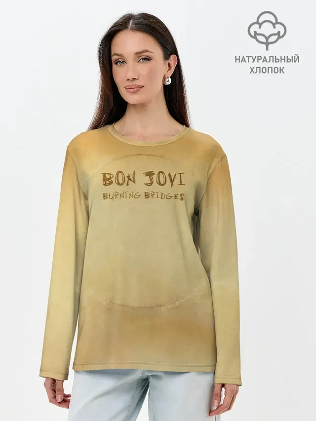 Лонгслив женский с принтом «Bon Jovi — Burning Bridges - Bon Jovi»