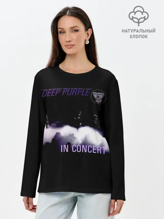 Лонгслив женский с принтом «Deep Purple — Live at Long Beach 1976 - Deep Purple»