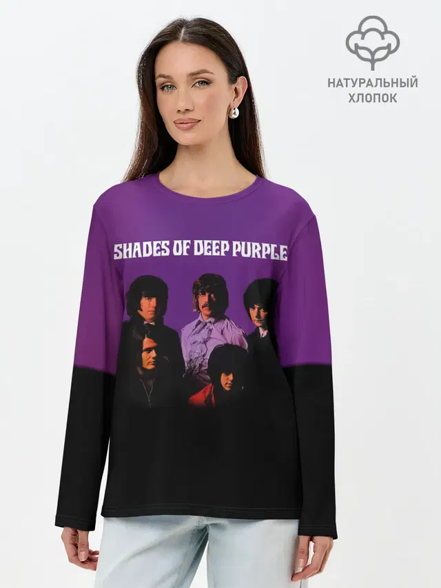 Лонгслив женский с принтом «Deep Purple — Shades of Deep Purple»