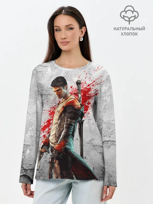 Лонгслив женский с принтом «Devil May Cry — White Dante»