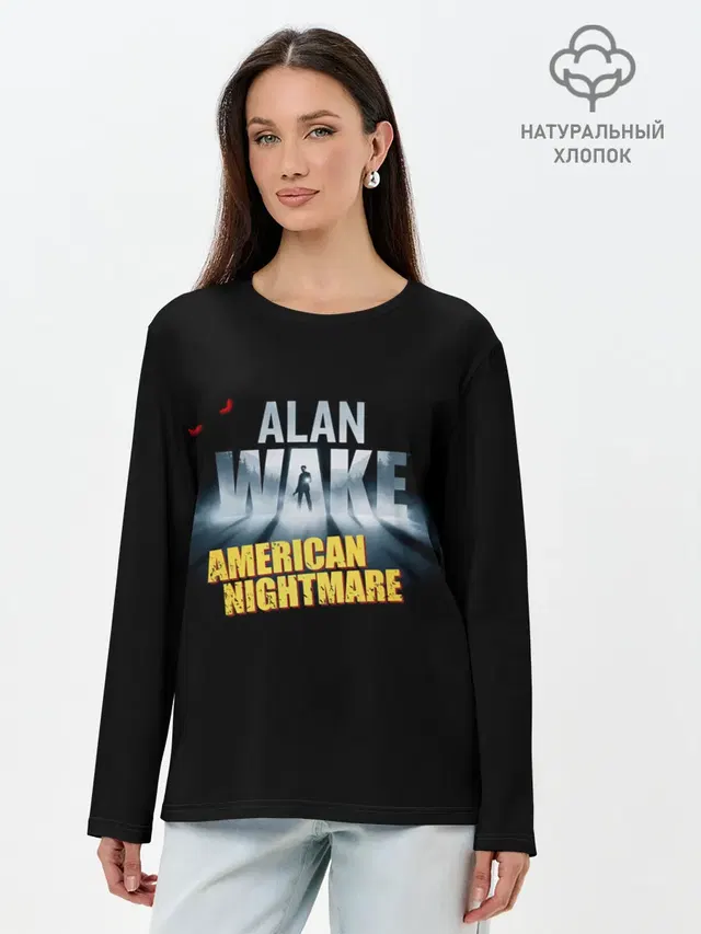 Лонгслив женский с принтом «Alan Wake — Alan Wake триллер»