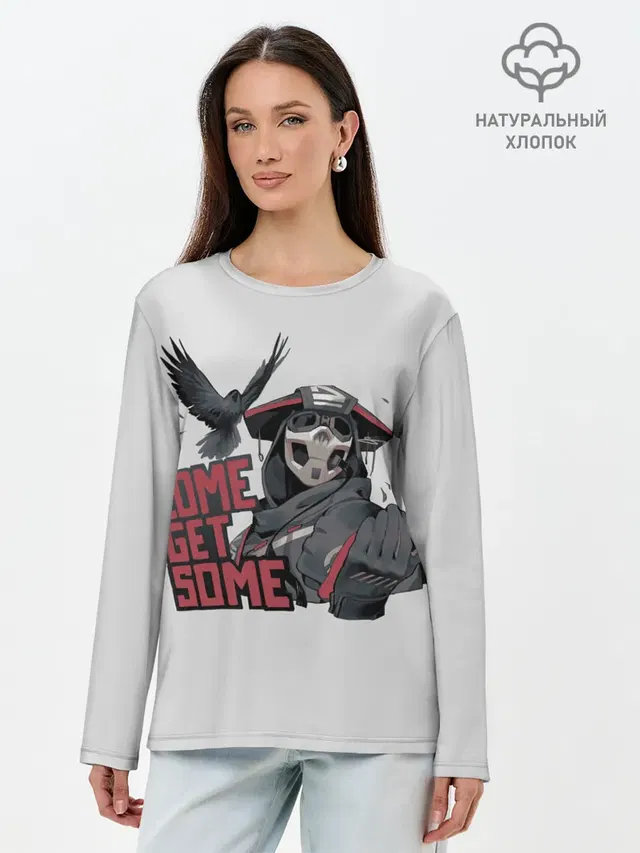 Лонгслив женский с принтом «Come get same»