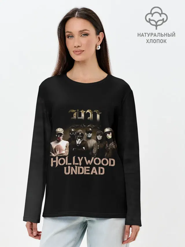 Лонгслив женский с принтом «Голливудская нежить - Hollywood Undead»