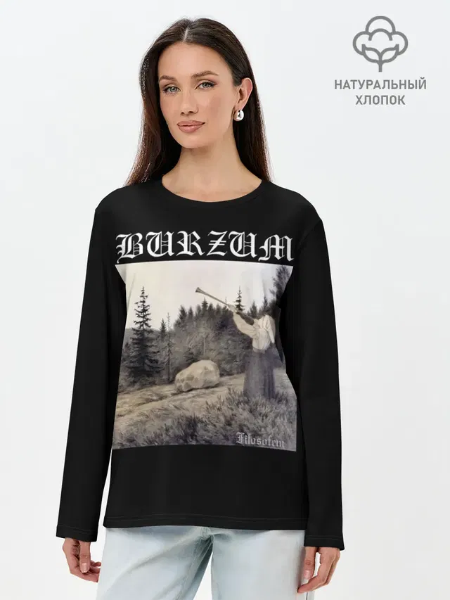Лонгслив женский с принтом «Разный рок — Burzum — Filosofem»