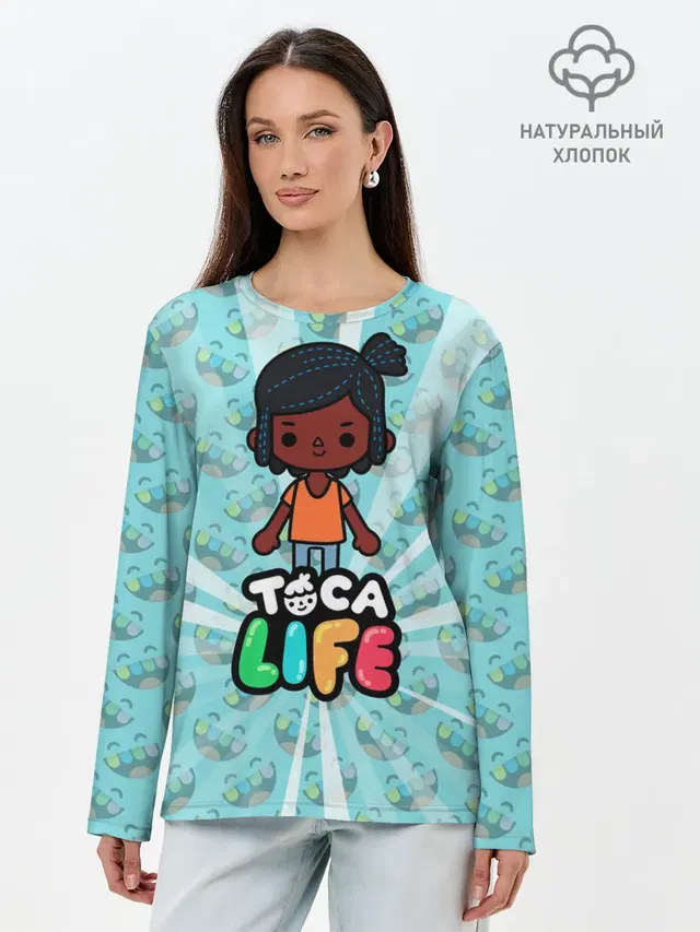 Лонгслив женский с принтом «Toca Boca — Toca Life World»