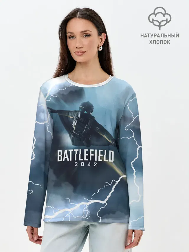 Лонгслив женский с принтом «BATTLEFIELD — WINGSUIT — BATTLEFIELD 2042»