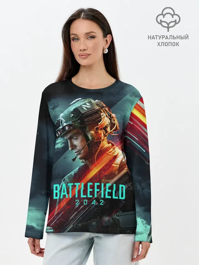 Лонгслив женский с принтом «BATTLEFIELD — Battlefield 2042 game art»