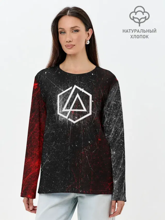 Лонгслив женский с принтом «Hexagon — Linkin Park Logo»