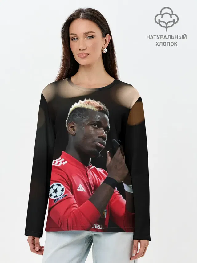 Лонгслив женский с принтом «Манчестер Юнайтед — Поль Погба, Pogba»