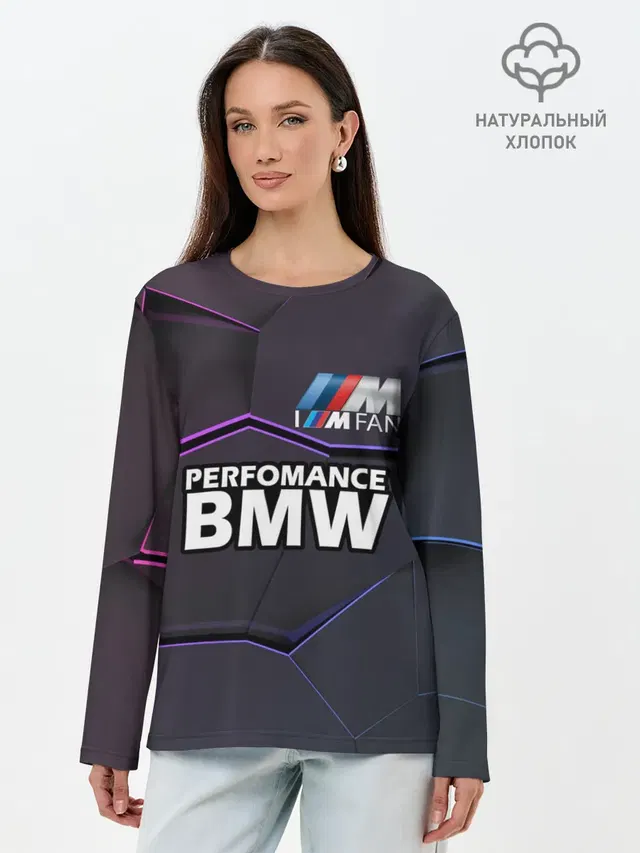 Лонгслив женский с принтом «BMW — BMW Perfomance»