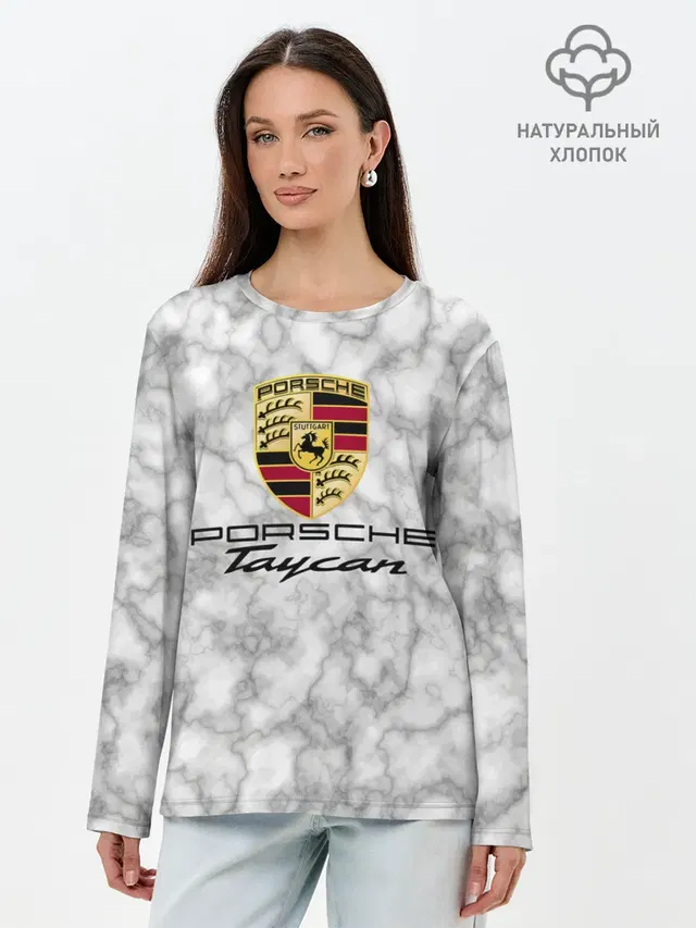 Лонгслив женский с принтом «Porsche Taycan — [Porsche Taycan] - Как у Литвина»