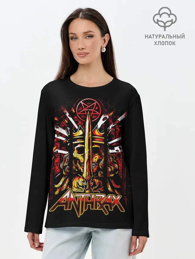 Лонгслив женский с принтом «Anthrax - For All Kings»