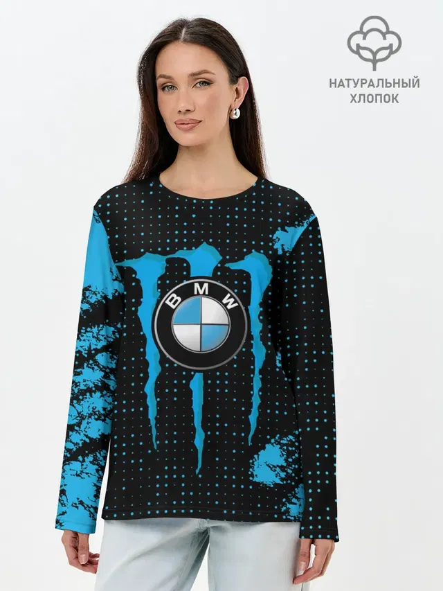 Лонгслив женский с принтом «BMW — MONSTER BMW — MONSTER ENERGY»