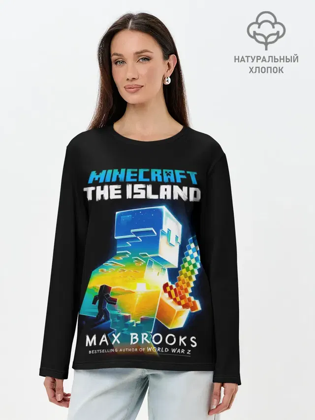 Лонгслив женский с принтом «Майнкрафт — MINECRAFT THE ISLAND»