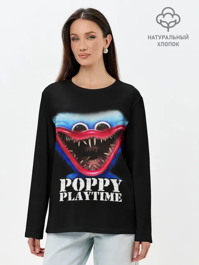Лонгслив женский с принтом «Poppy Playtime — Poppy Playtime ХАГГИ ВАГГИ»