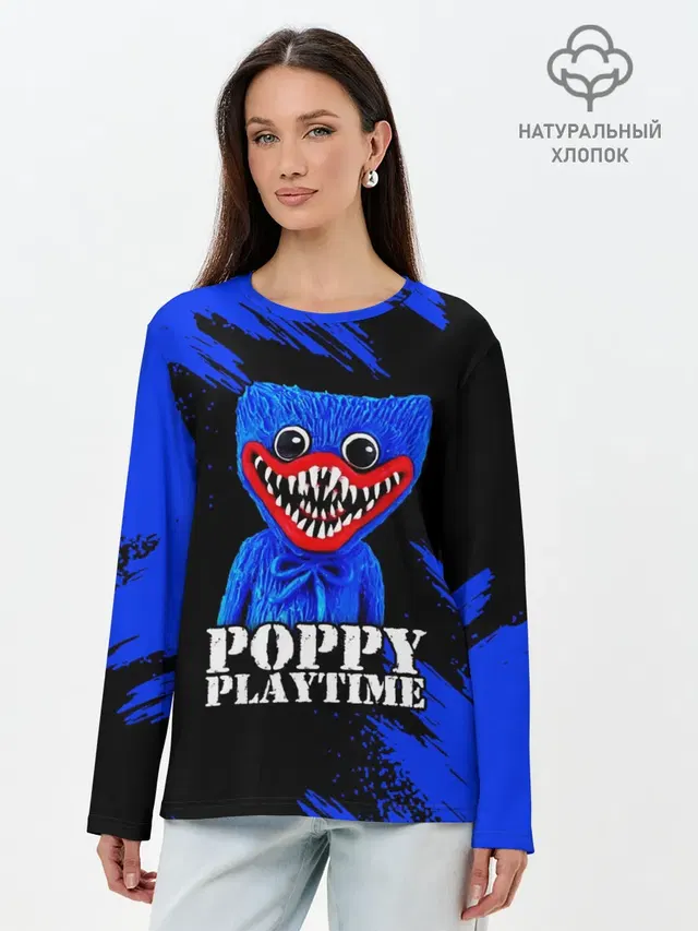 Лонгслив женский с принтом «Poppy Playtime — ХАГГИ ВАГГИ»