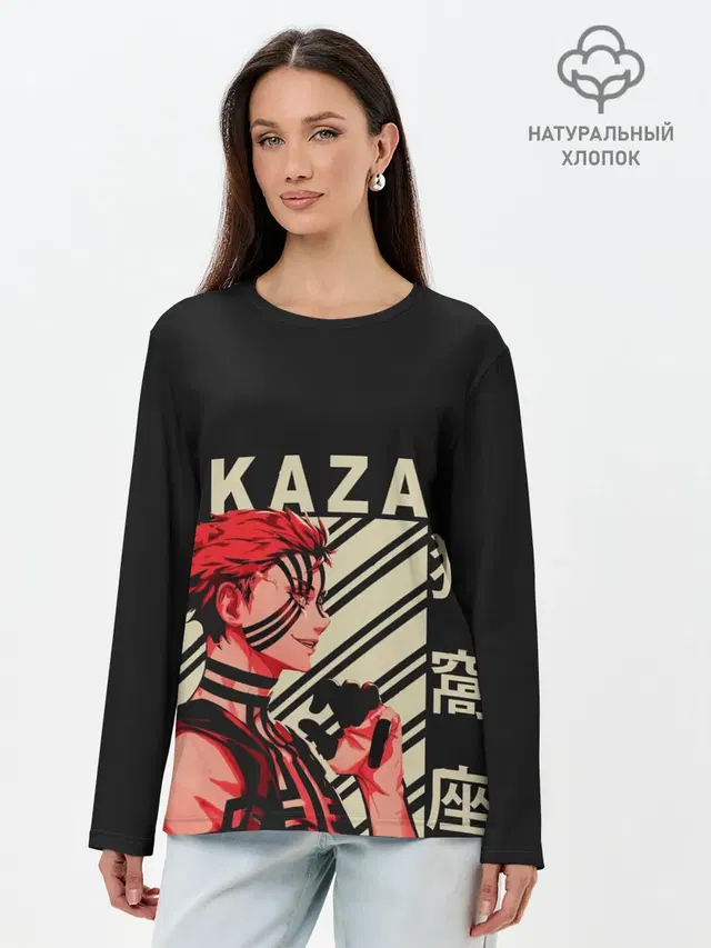 Лонгслив женский с принтом «Клинок, рассекающий демонов — Клинок демонов Akaza»