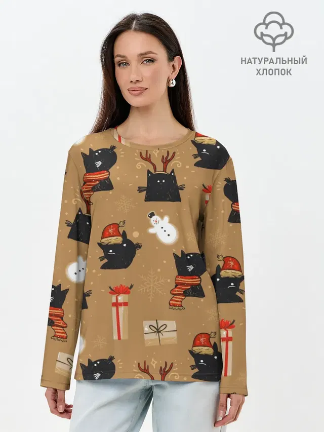 Лонгслив женский. Хлопок