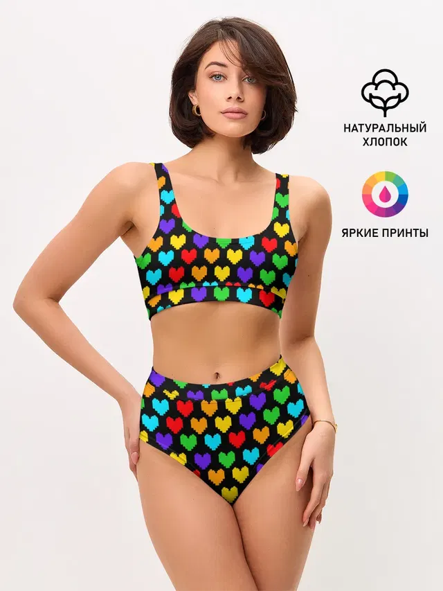 Женские топ и трусы с принтом «Андертейл — UNDERTALE HEART»