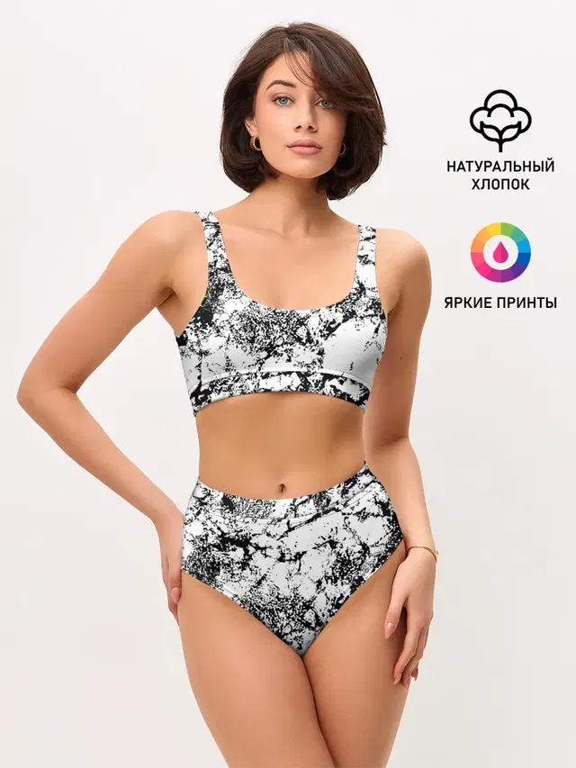Женские топ и трусы с принтом «Urban Style — Эффект линогравюры»