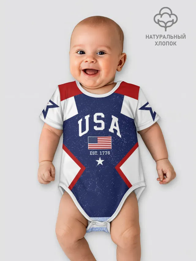 Боди для малышей с принтом «USA BlueWhite»