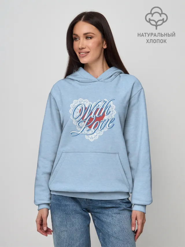 Худи женское базовое с принтом «With love»