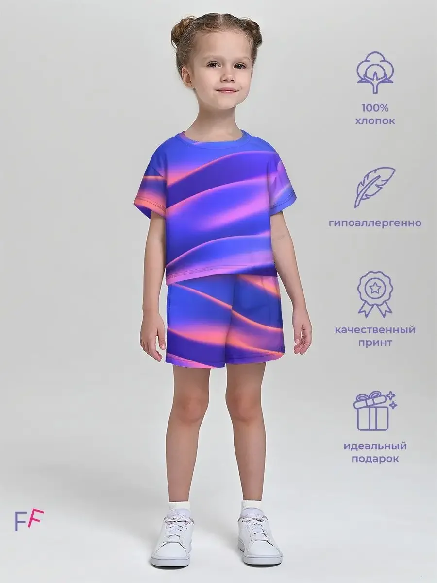 Детский хлопковый костюм «Abstract Lavanda» Тренды — купить — принт крупно