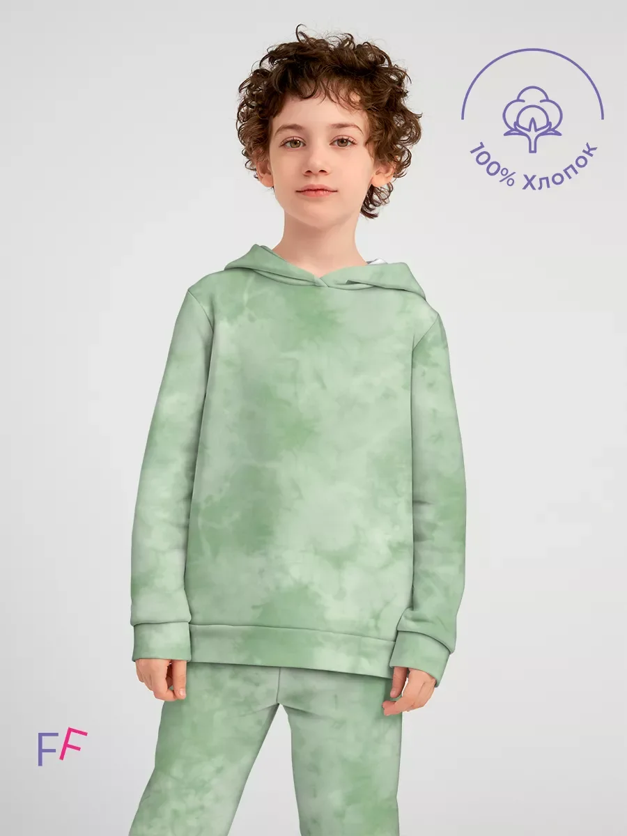 Детский хлопковый костюм «Tie Dye Green» Тренды — купить — принт крупно