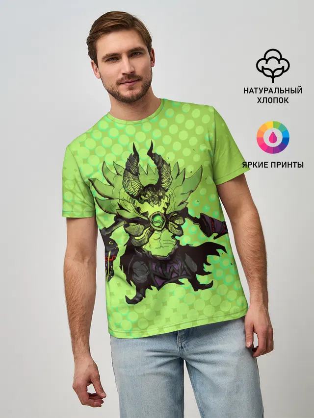 Мужская базовая футболка с принтом «Пугна Dota 2 — Пугна»