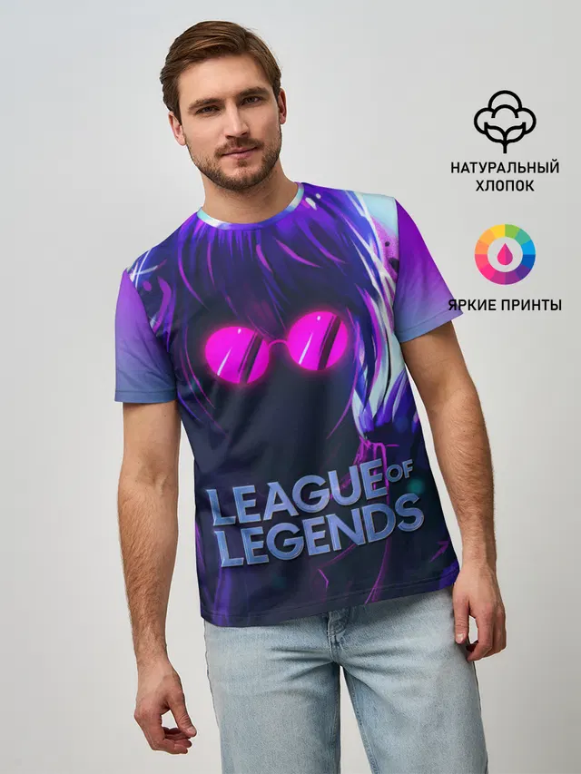 Мужская базовая футболка с принтом «Evelynn LOL — Evelynn»