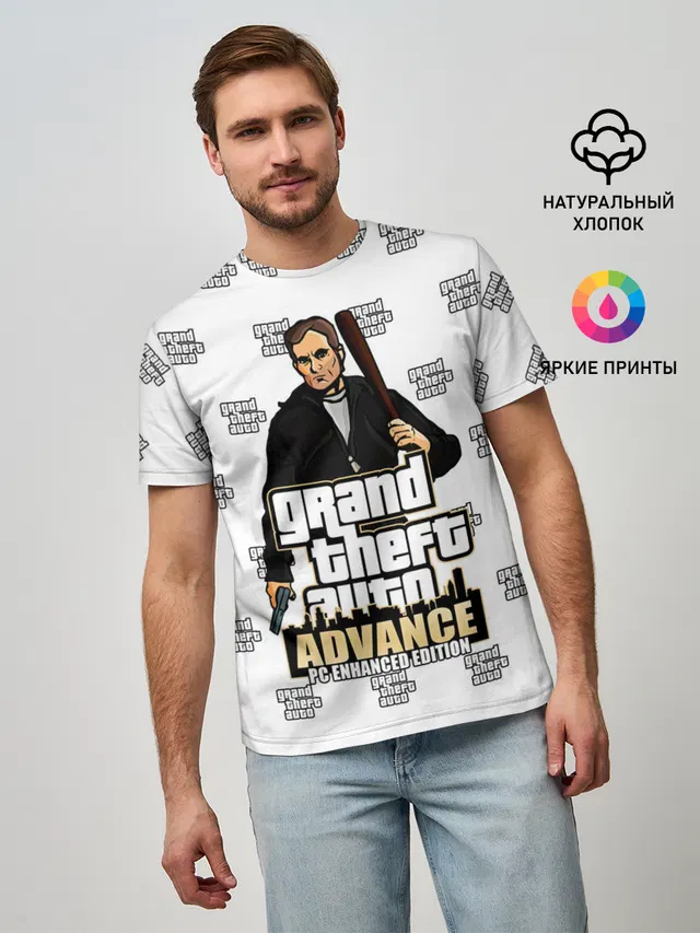 Мужская базовая футболка с принтом «GTA — Grand Theft Auto ADVANCE»