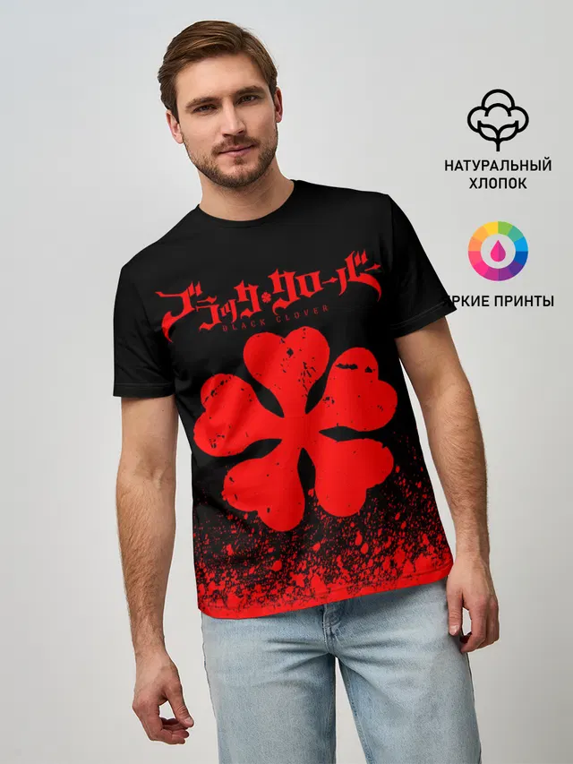 Красный логотип Черный клевер на черном