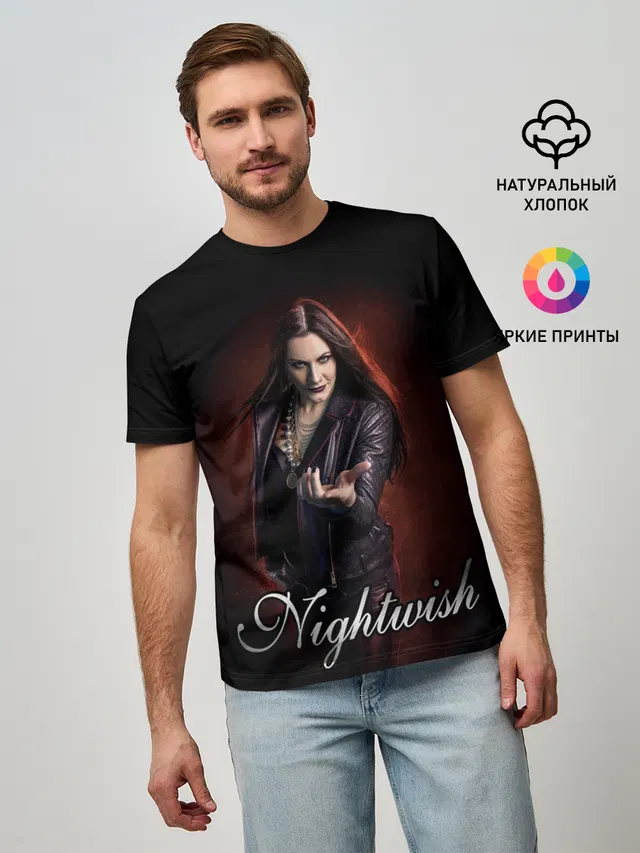 Мужская базовая футболка с принтом «Разный рок — NIGHTWISH»
