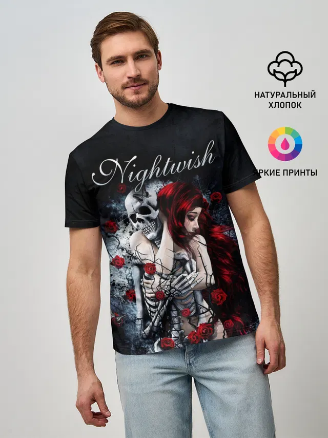 Мужская базовая футболка с принтом «Разный рок — NIGHTWISH»