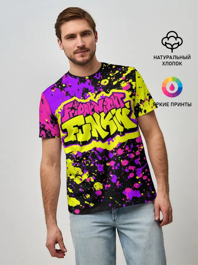 Мужская базовая футболка с принтом «Friday Night Funkin»