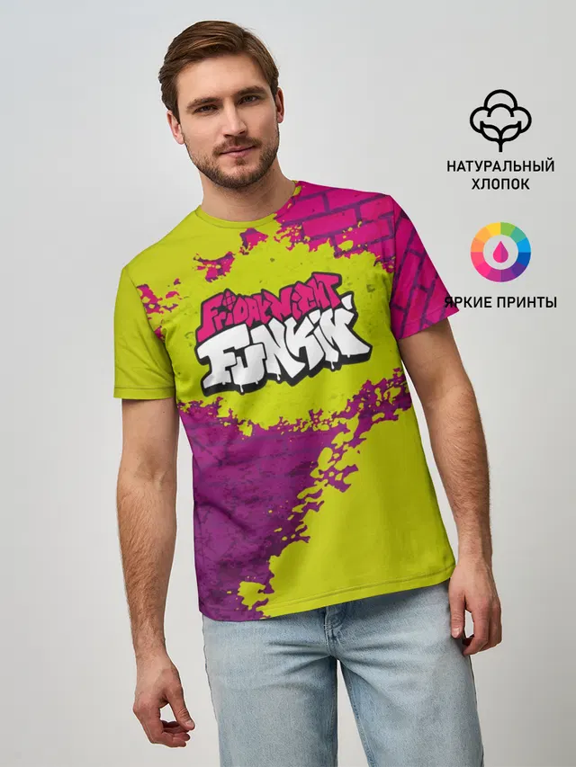 Мужская базовая футболка с принтом «Friday Night Funkin Кислотный»