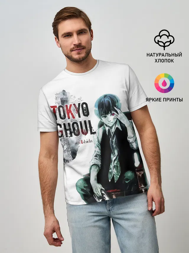 Мужская базовая футболка с принтом «Токийский Гуль — Tokyo Ghoul Sui Ishida»