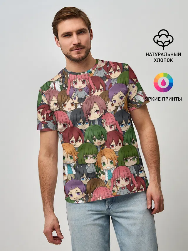 Мужская базовая футболка с принтом «Хоримия — Horimiya Chibi»