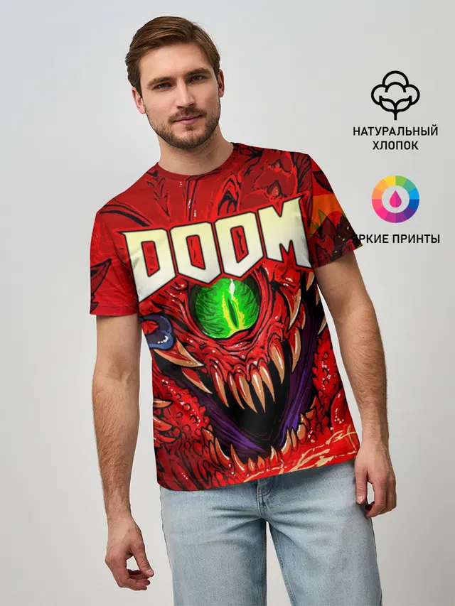 Мужская базовая футболка с принтом «Дум — DOOM Eternal»