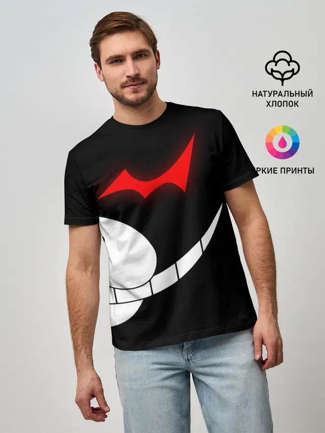 Мужская базовая футболка с принтом «monokuma пол лица»